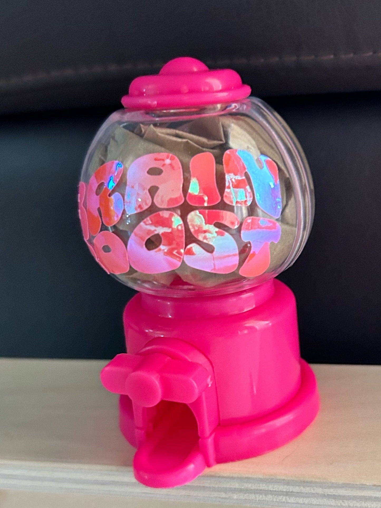 Brain Boost Candy Pill Dispenser: Holographic Decal, Choose Your Color