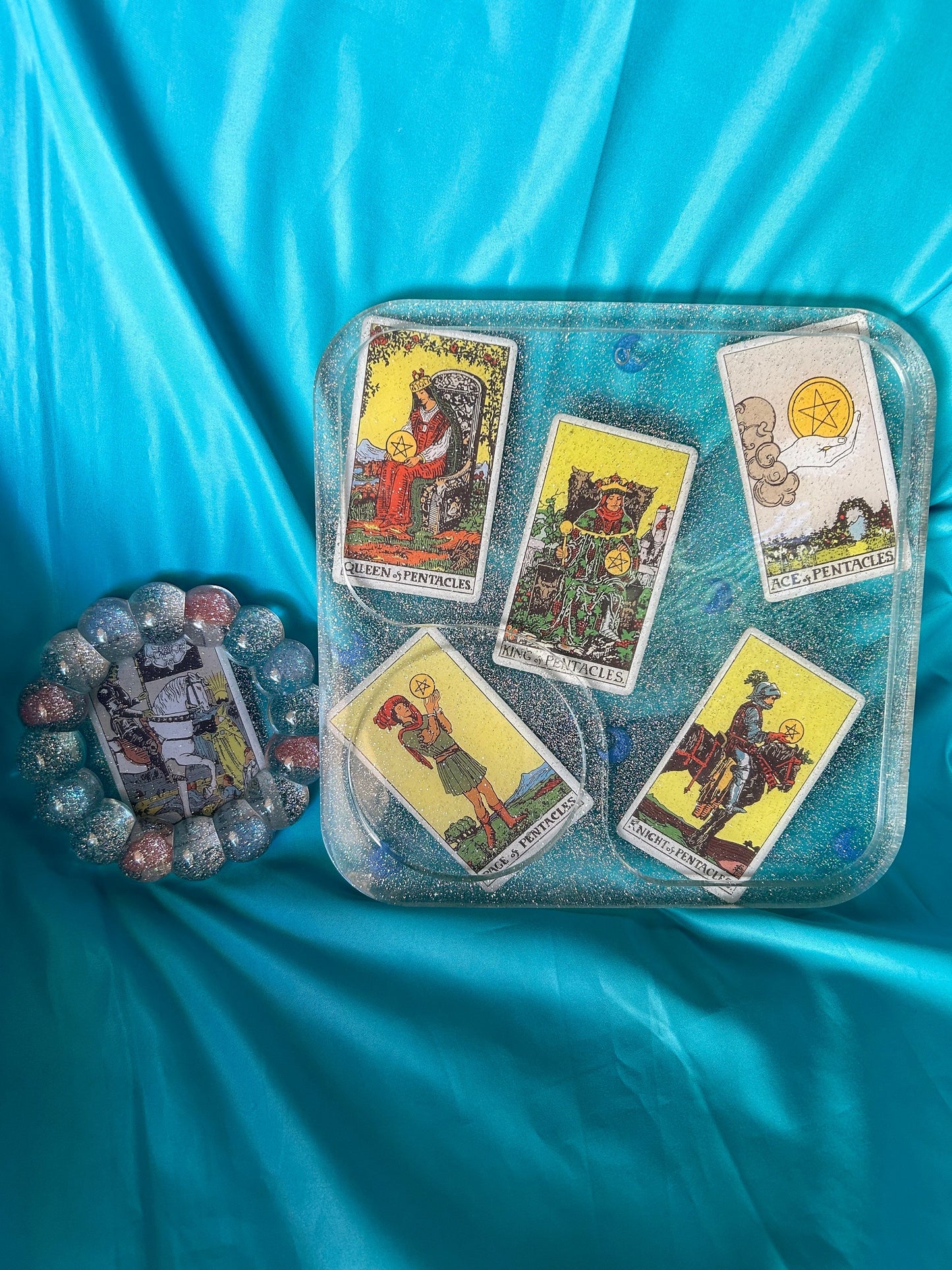 Tarot Card Resin Tray Set: Rainbow Glitter Home Decor