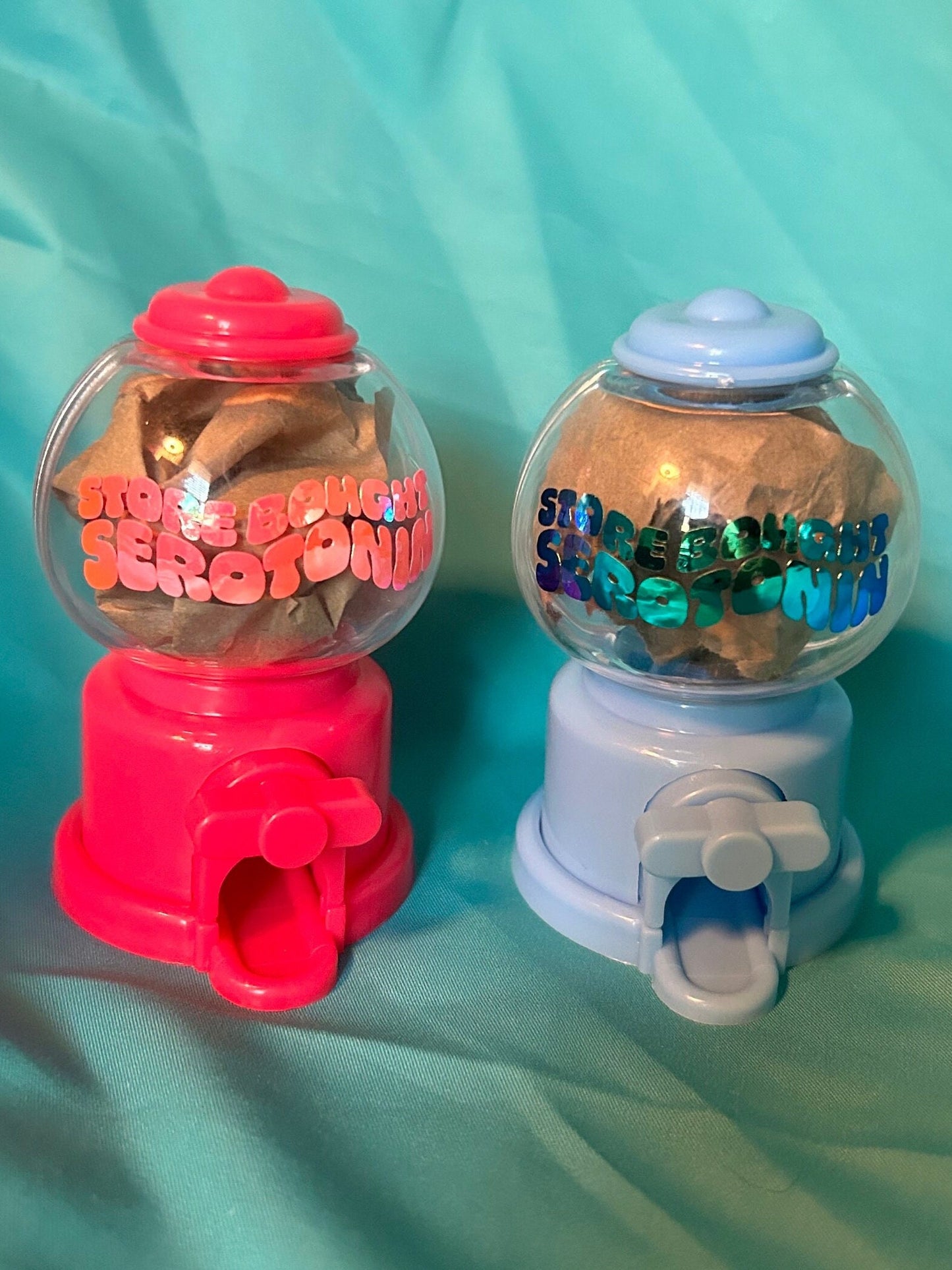Custom Candy Pill Dispenser: Holographic or Shiny Decal