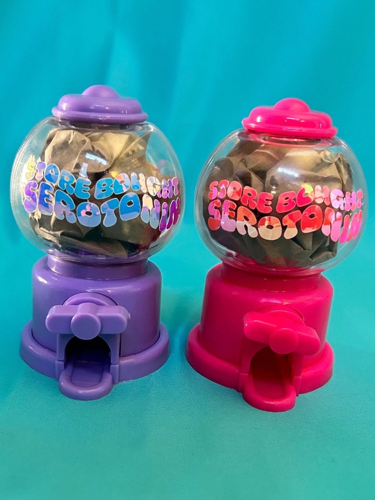Custom Candy Pill Dispenser: Holographic or Shiny Decal