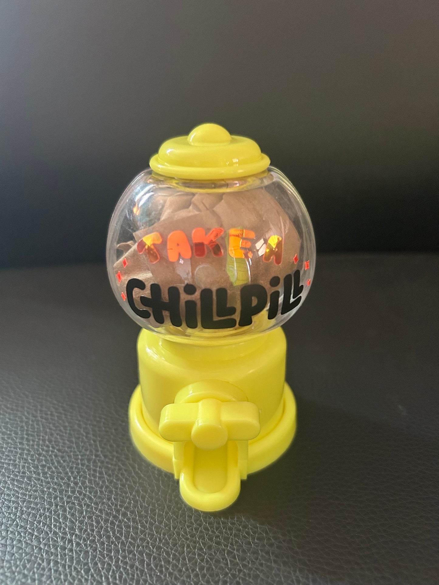 Custom Candy Pill Dispenser: Holographic or Shiny Decal