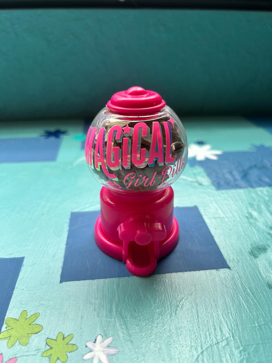 Custom Candy Pill Dispenser: Holographic or Shiny Decal