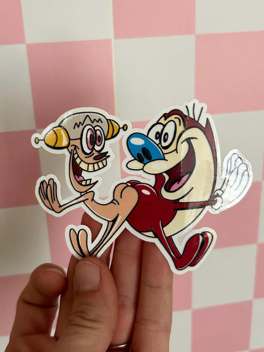 Ren and Stimpy Sticker: Glossy or Holographic Finish
