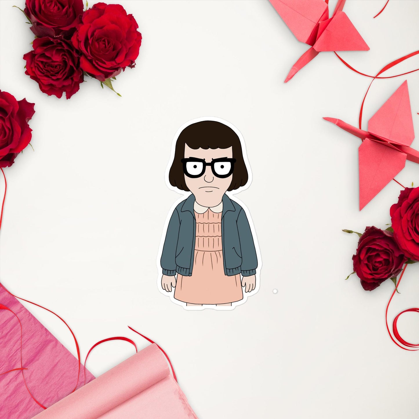 Eleven and Tina Crossover Sticker | Bobs Burgers Fan Art